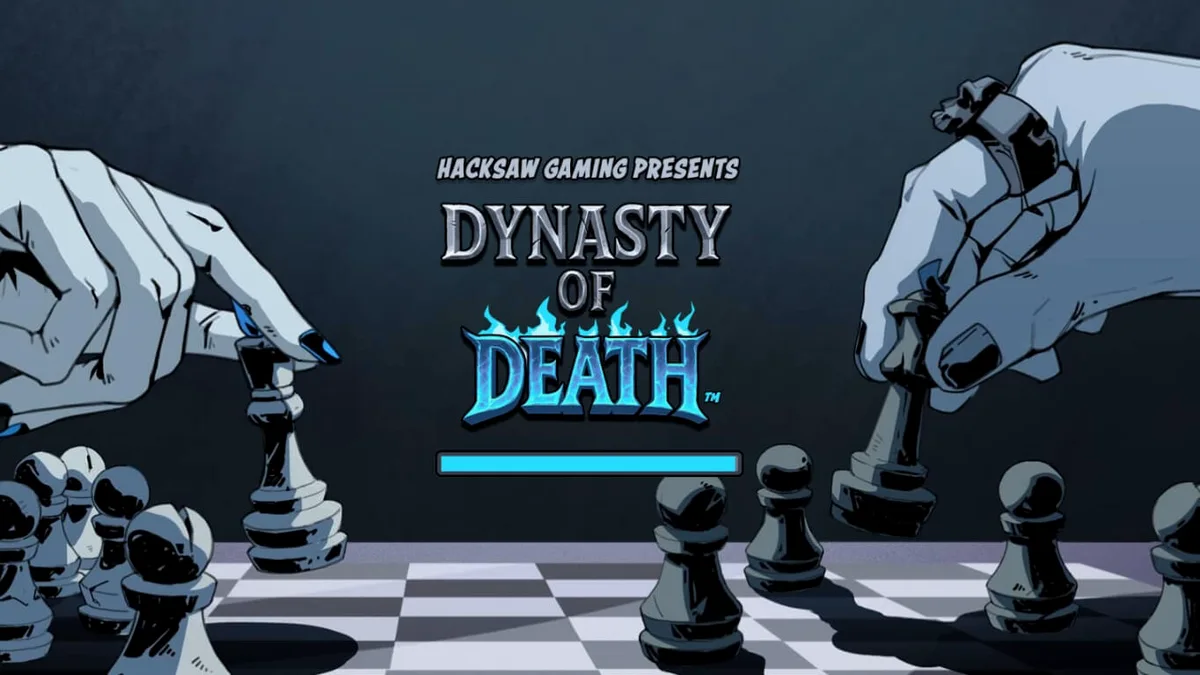 Tampilan visual slot Dynasty of Death dengan tema mitologi Yunani dan elemen catur.