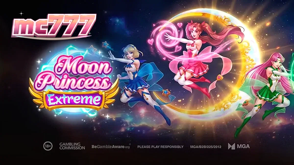 Tampilan visual grid 5x5 dalam permainan slot Moon Princess Extreme dengan elemen magis.